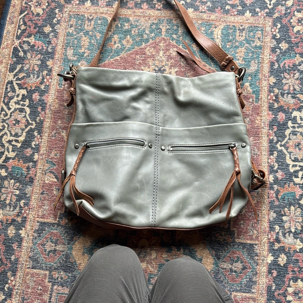 Stylish Gray Leather Shoulder Bag
